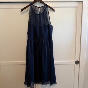 Cocktail Dress, Prom Dress, Wedding Guest Dress, Navy Blue Chiffon Dress, Size14